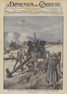 Tegen de vijand die van boven komt, onze luchtafweerbatterijen stoppen een aanval van Oostenrijkse vliegtuigen