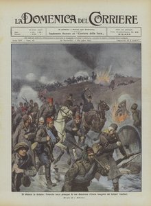 Van nederlaag naar nederlaag, het Turkse leger zet zijn rampzalige terugtocht voort, achtervolgd door de winnende Bulgaren door Achille Beltrame