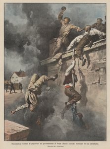 Dramatische ontsnapping van gevangenen in het gouvernement Pensa (Centraal-Rusland) eindigend in een bloedbad door Achille Beltrame