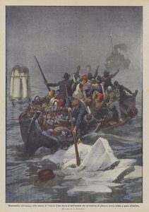 Dramatische redding in de lagune van Venetië van een boot met melkmeisjes die door een ijsplaat werd geraakt