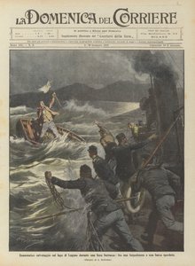 Dramatische redding op het Meer van Lugano tijdens een zware storm, tussen een torpedoboot en een verdwaalde boot