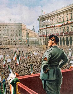Toespraak van de Duce op Piazza Duomo in Milaan, uitgave van La Domenica del Corriere, mei 1930