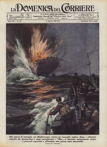 Twee dagen van strijd in de Middellandse Zee, tegen een Engels konvooi door Achille Beltrame