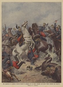 Twee eskadrons Franse cavalerie in galop, door een fout bevel door Achille Beltrame