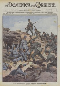 Tijdens ons offensief, het verzamelen van gevangenen in de veroverde loopgraven door Achille Beltrame
