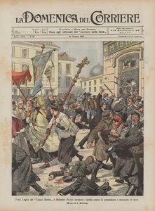 Tragisch Corpus Domini feest in Bielostok (Europees Rusland), bommen tegen de processie en massamoord op Joden door Achille Beltrame