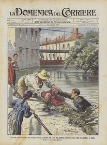 De nederige daden van moed, een douanewachter in Milaan die een meisje redt dat in het water is gevallen ? door Achille Beltrame
