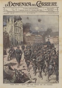 Italiaans Gorizia, de intocht van de zegevierende troepen in de veroverde stad door Achille Beltrame