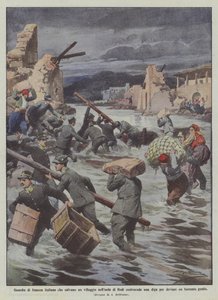 Italiaanse belastingwachters die een dorp op het eiland Rhodos redden door een dam te bouwen