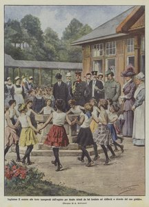 Wilhelm II woont de openingsfeesten bij van het door hem opgerichte tehuis voor zwakke meisjes in Ahlbeck
