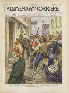 De antisemitische rellen in Moravië, de aanval op de huizen van de Joden in Wsetin door Achille Beltrame