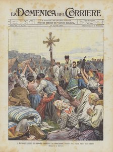De Bevolking Van Mignano (Caserta) Bidt Buiten Na Aardbevingen door Achille Beltrame