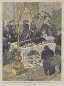 De Koninklijke Familie Bezoekt het Lichaam van Umberto I, Kort na Aankomst in Monza, op de Middag van de 1e Corr