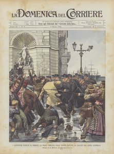 De Bloedige Onlusten In Triëst, De Menigte Aangevallen Door Het Leger Voor Het Paleis Van Lloyd Oostenrijk door Achille Beltrame