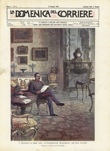 De vorsten thuis, keizer Wilhelm in zijn studeerkamer