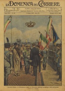 De koningen van Italië en de prinsessen in Rhodos, waar ze uitzinnige begroetingen ontvingen van de bevolking