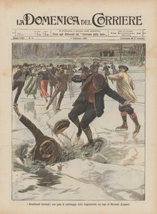Wintervermaak, een tragisch geëindigde schaatswedstrijd op het meer van Muzzano (Lugano)