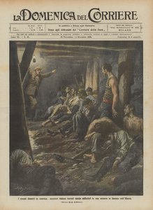De grote rampen in Amerika, Italiaanse mijnwerkers half verstikt gevonden in een brandende mijn in Illinois door Achille Beltrame