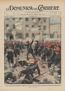 De ernstige gebeurtenissen in Constantinopel, aanval op de kazernes door Macedonische troepen