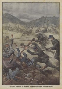 De nieuwe aspecten van de oorlog, een tegenaanval van onze infanterie, met helmen en maskers