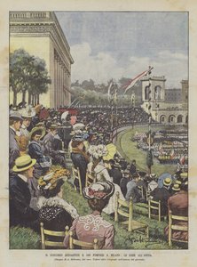 De Gymnastiek- En Brandweerwedstrijd In Milaan, De Wedstrijden In De Arena door Achille Beltrame
