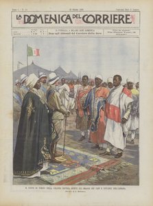 De Graaf van Turijn in de Eritrese kolonie ontvangt de eerbetuigingen van de leiders en notabelen van Asmara