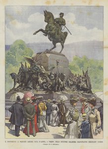 Het Monument Voor Prins Amedeo, Hertog Van Aosta, In Turijn, Door Beeldhouwer Calandra Ingehuldigd Vorige Woensdag door Achille Beltrame