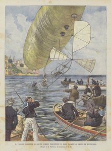 Het Luchtschip Van Santos Dumont Neergestort In De Zee Voor Het Casino Van Montecarlo