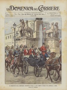 De president van de Franse Republiek in Italië, zijn aankomst op het Piazza del Quirinale, in Rome door Achille Beltrame