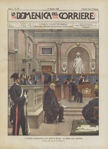 Het Notarbartolo-proces bij de Assisen van Milaan, de kooi van de beklaagden door Achille Beltrame