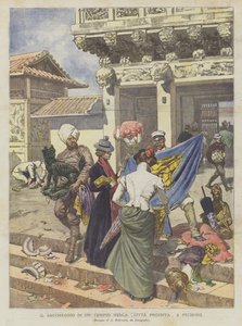 De plundering van een tempel in de Verboden Stad in Peking door Achille Beltrame