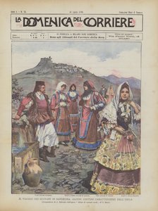 De reis van de vorsten naar Sardinië, enkele karakteristieke kostuums van het eiland door Achille Beltrame
