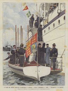 De reis van de kroonprins van Engeland naar Australië, de vorsten verlaten de Ophir