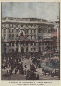 De deelname van de inschrijvers aan de Nationale Lening bij de Italiaanse Kredietbank in Milaan door Achille Beltrame