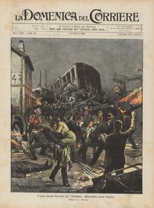 Het ernstige treinongeluk van de rechtstreekse trein Milaan-Rome, nabij Piacenza door Achille Beltrame