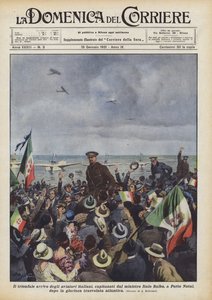 De triomfantelijke aankomst van de Italiaanse vliegers, geleid door minister Italo Balbo, in Porto Natal