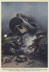 In het holst van de nacht, door een fatale onoplettendheid van de chauffeur, een vreselijke botsing tussen een vrachtwagen door Achille Beltrame