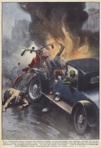 Een zeer gewelddadige botsing aan de rand van Londen tussen een motorfiets en een ?