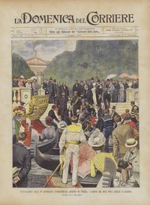 Inhuldiging van de IV Internationale Artistieke Tentoonstelling van Venetië, de aankomst van de hertog van... door Achille Beltrame
