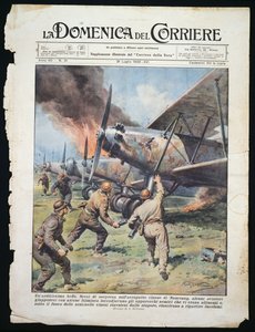 Japanse commando-aanval op Chinese luchthaven van Nanchang, plaat door Achille Beltrame uit La Domenica del Corriere, 31 juli door Achille Beltrame
