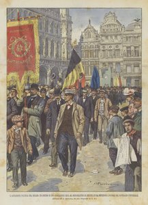 De Politieke Onrust In België, Een Optocht Van 300 Verenigingen Brengt Een Bericht Aan De Burgemeester Van Brussel