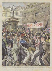 De Aankondiging Van De Anglo-Boer Vrede In De Mansion-House In Londen In De Middag Van 1 Huidige door Achille Beltrame