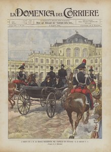 De aankomst van HM koningin Margherita in het kasteel van Stupinigi op 25 juni door Achille Beltrame