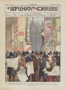 De ingang van de Galleria V.E. in Milaan, aan de vooravond van de algemene bestuursverkiezingen (10 december)
