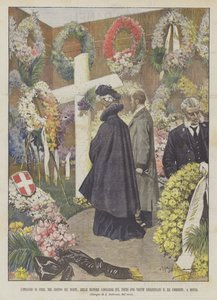 Het bloemenhulde, op Allerzielen, van de Lombardische dames op de plaats waar...