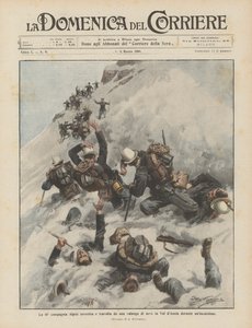 De 41ste Alpini-compagnie getroffen en verpletterd door een lawine in de Val d