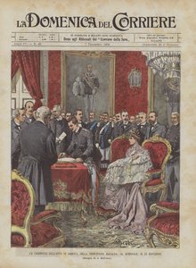 De ceremonie van de geboorteakte van prinses Mafalda in het Quirinaal op 23 november