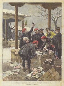 De distributie van de geschenken gestuurd door Italië aan de nationale troepen in China