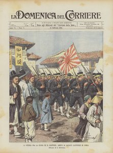 De oorlog tussen Rusland en Japan, aankomst van Japanse soldaten in Korea