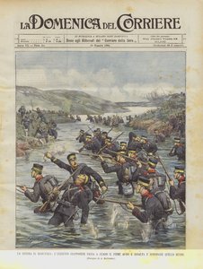 De oorlog in Mantsjoerije, het Japanse leger steekt de Ai-Ho rivier over en valt het Russische leger aan en verslaat het